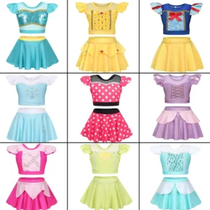 princess party pool swimming suit girl anna belle aurora jasmine swimsuit two pieces set bathing sunshine summer beach bikini