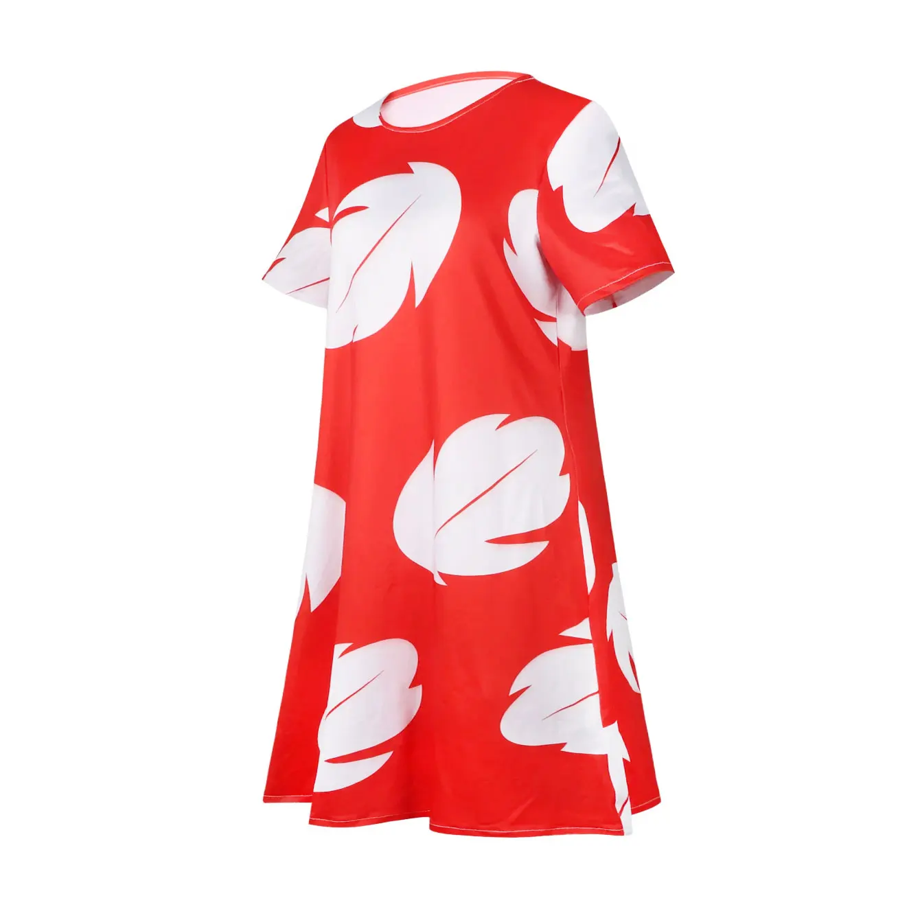 girls disney stitch&lilo role play dress hawaii children red frock featured with white feather print ohana spirit ployester gown girls disney stitch&lilo role play dress hawaii children red frock featured with white feather print ohana spirit ployester gown