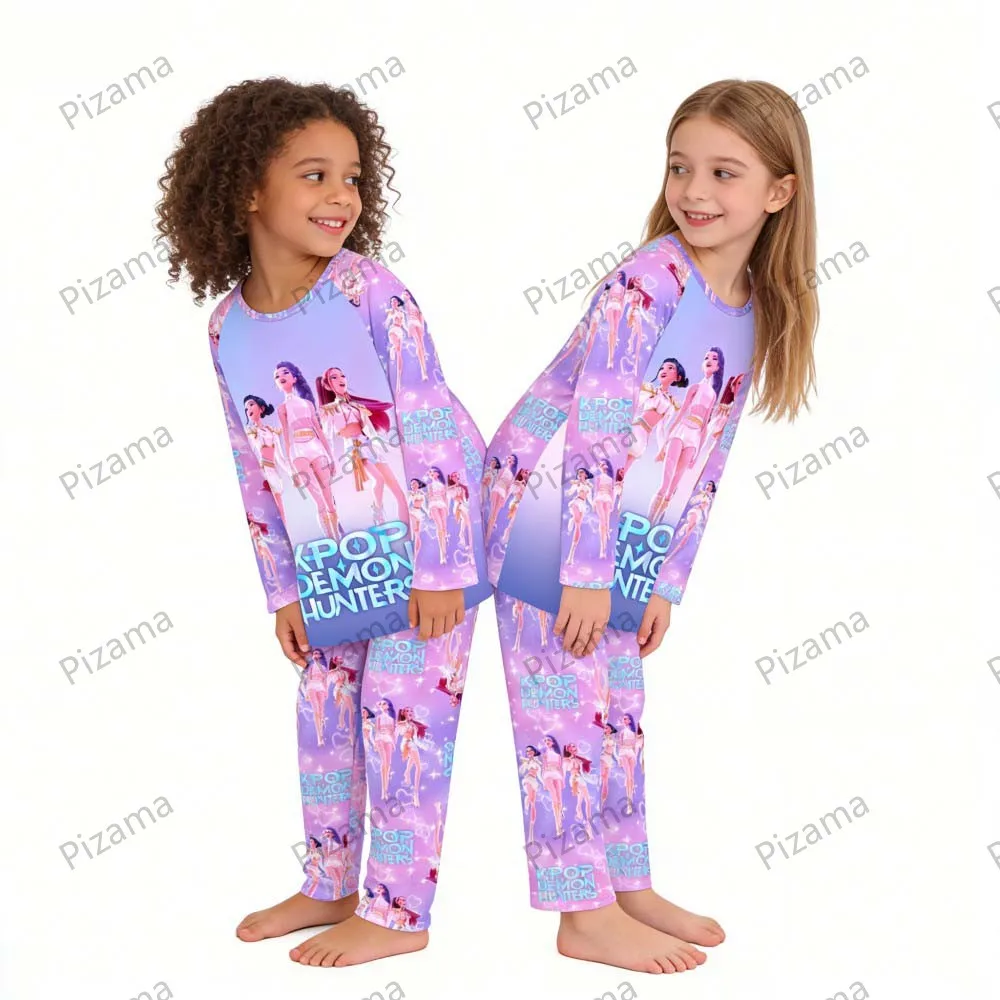 children's pajamas set full sleeve cartoon kpop demon hunters girls pajama middle kids homewear boys clothes set pijamas infanil children's pajamas set full sleeve cartoon kpop demon hunters girls pajama middle kids homewear boys clothes set pijamas infanil