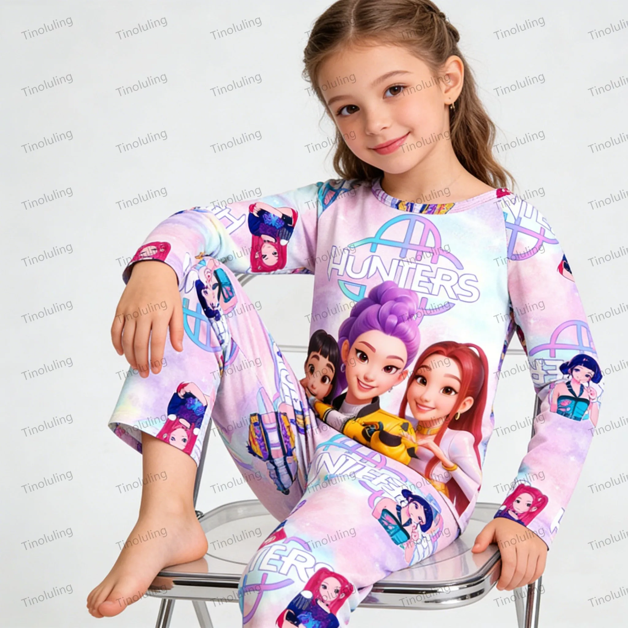 2pc/set toddler girl pajamas set kids 3 to 4 5 6 7 8 9 10 11 12 years long sleeve kpop demon hunters pijama children's clothing 2pc/set toddler girl pajamas set kids 3 to 4 5 6 7 8 9 10 11 12 years long sleeve kpop demon hunters pijama children's clothing