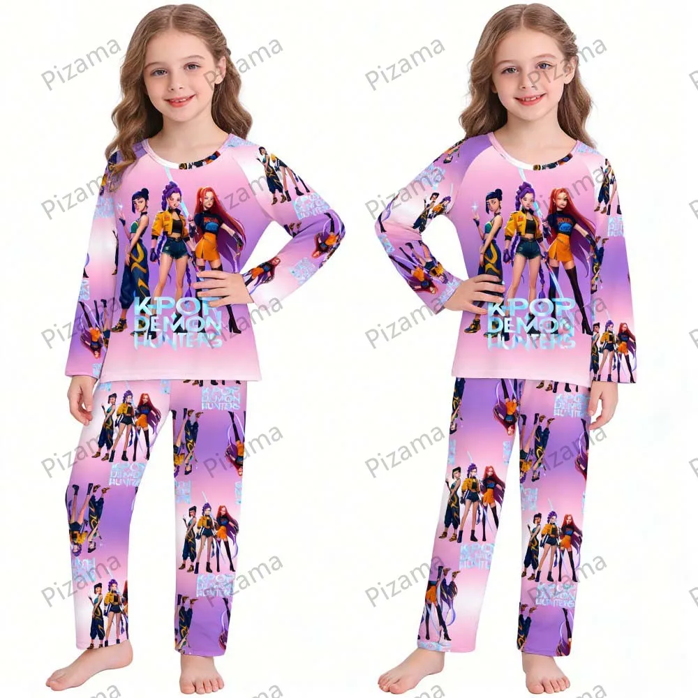 children's pajamas set full sleeve cartoon kpop demon hunters girls pajama middle kids homewear boys clothes set pijamas infanil children's pajamas set full sleeve cartoon kpop demon hunters girls pajama middle kids homewear boys clothes set pijamas infanil