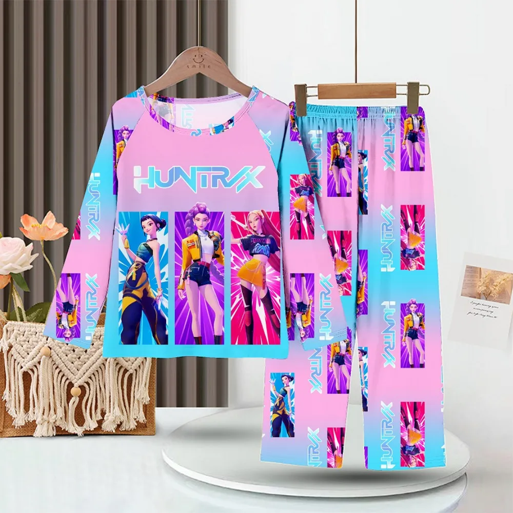 2pc/set toddler girl pajamas set kids 3 to 4 5 6 7 8 9 10 11 12 years long sleeve kpop demon hunters pijama children's clothing 2pc/set toddler girl pajamas set kids 3 to 4 5 6 7 8 9 10 11 12 years long sleeve kpop demon hunters pijama children's clothing