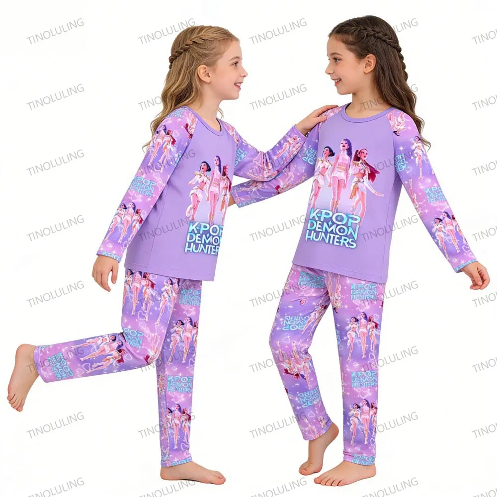 kpop demon hunters huntrix kids pajamas set long sleeve girls clothing 2pcs children's sleepwear cartoon boys nightwear 3 14y kpop demon hunters huntrix kids pajamas set long sleeve girls clothing 2pcs children's sleepwear cartoon boys nightwear 3 14y