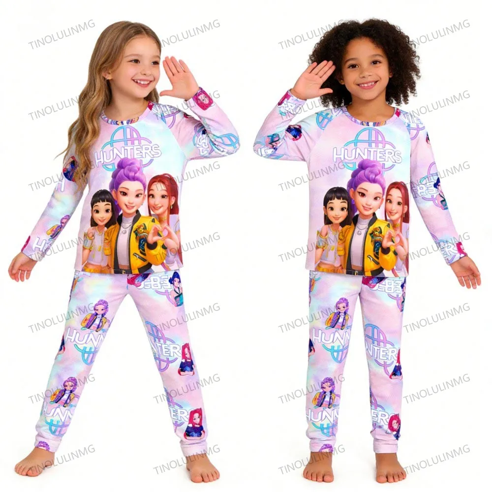 kpop demon hunters huntrix kids pajamas set long sleeve girls clothing 2pcs children's sleepwear cartoon boys nightwear 3 14y kpop demon hunters huntrix kids pajamas set long sleeve girls clothing 2pcs children's sleepwear cartoon boys nightwear 3 14y