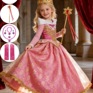 luxury girls princess costume ball gown dress fancy birthday carnival party off shoulder golden applique children outfits dress