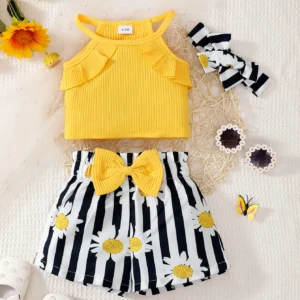 0 2 year old newborn baby summer digital printed bow decoration casual daily wear headscarf baby clothes