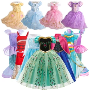 kids princess costume children elsa anna halloween dress girl jasmine moana dinner dress rapunzel mermaid pageant disguise 3 10y