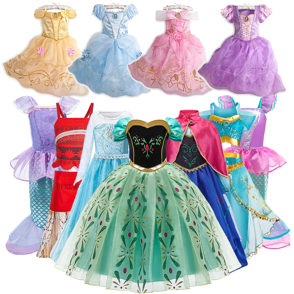 kids princess costume children elsa anna halloween dress girl jasmine moana dinner dress rapunzel mermaid pageant disguise 3 10y kids princess costume children elsa anna halloween dress girl jasmine moana dinner dress rapunzel mermaid pageant disguise 3 10y