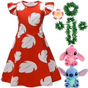 2025 classic disney lilo&stitch tv series girls cosplay lilo princess dress halloween festive party hawaiian party girls dress