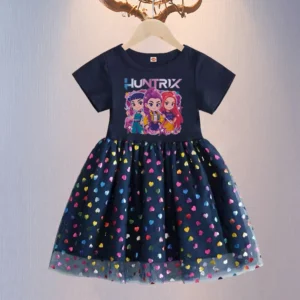 new kpop demon hunters kids clothes summer short sleeves girls dress children princess dresses baby girl cute birthday party