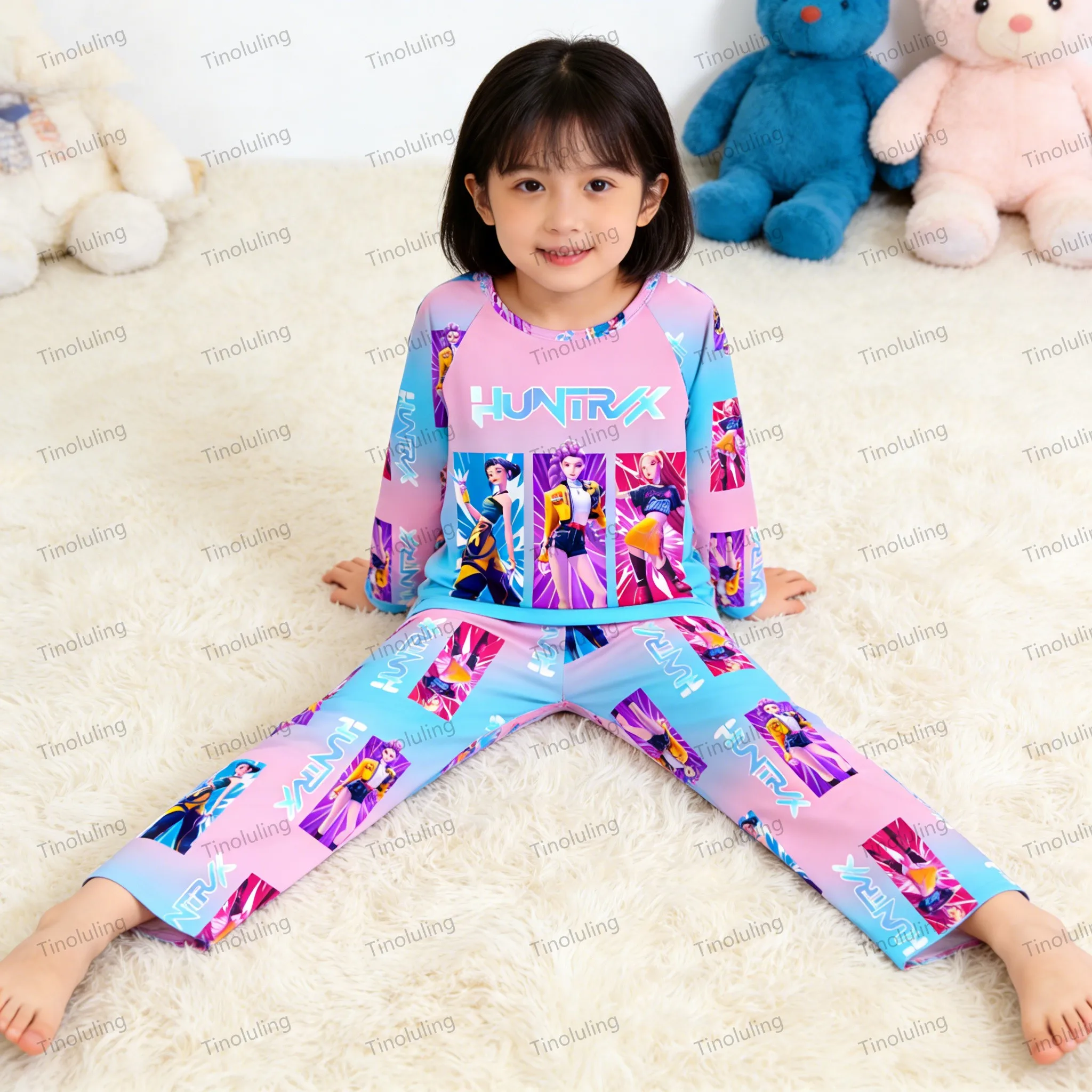 2pc/set toddler girl pajamas set kids 3 to 4 5 6 7 8 9 10 11 12 years long sleeve kpop demon hunters pijama children's clothing 2pc/set toddler girl pajamas set kids 3 to 4 5 6 7 8 9 10 11 12 years long sleeve kpop demon hunters pijama children's clothing