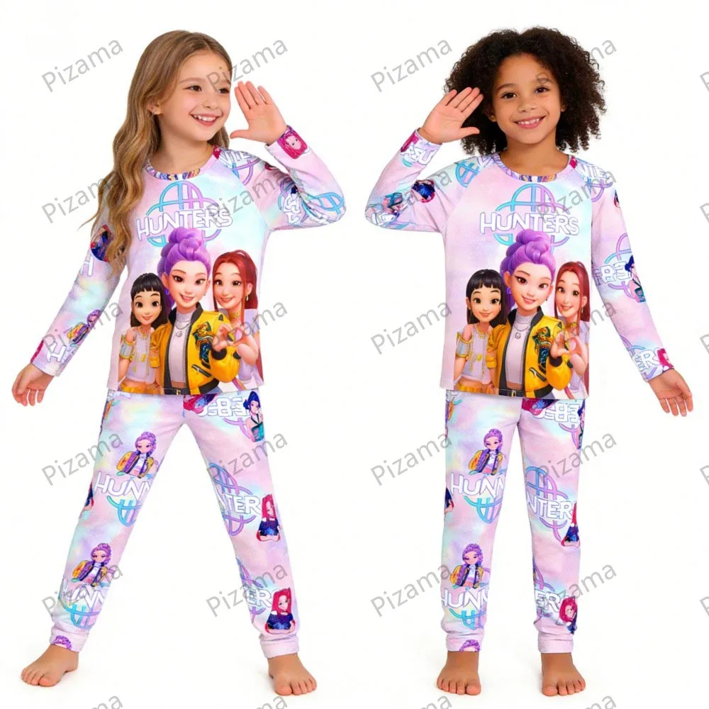 children's pajamas set full sleeve cartoon kpop demon hunters girls pajama middle kids homewear boys clothes set pijamas infanil children's pajamas set full sleeve cartoon kpop demon hunters girls pajama middle kids homewear boys clothes set pijamas infanil