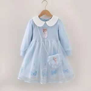 new disney elsa princess dress baby girls dress kids dress party long sleeved for children frozen formal evening dress 3 8y