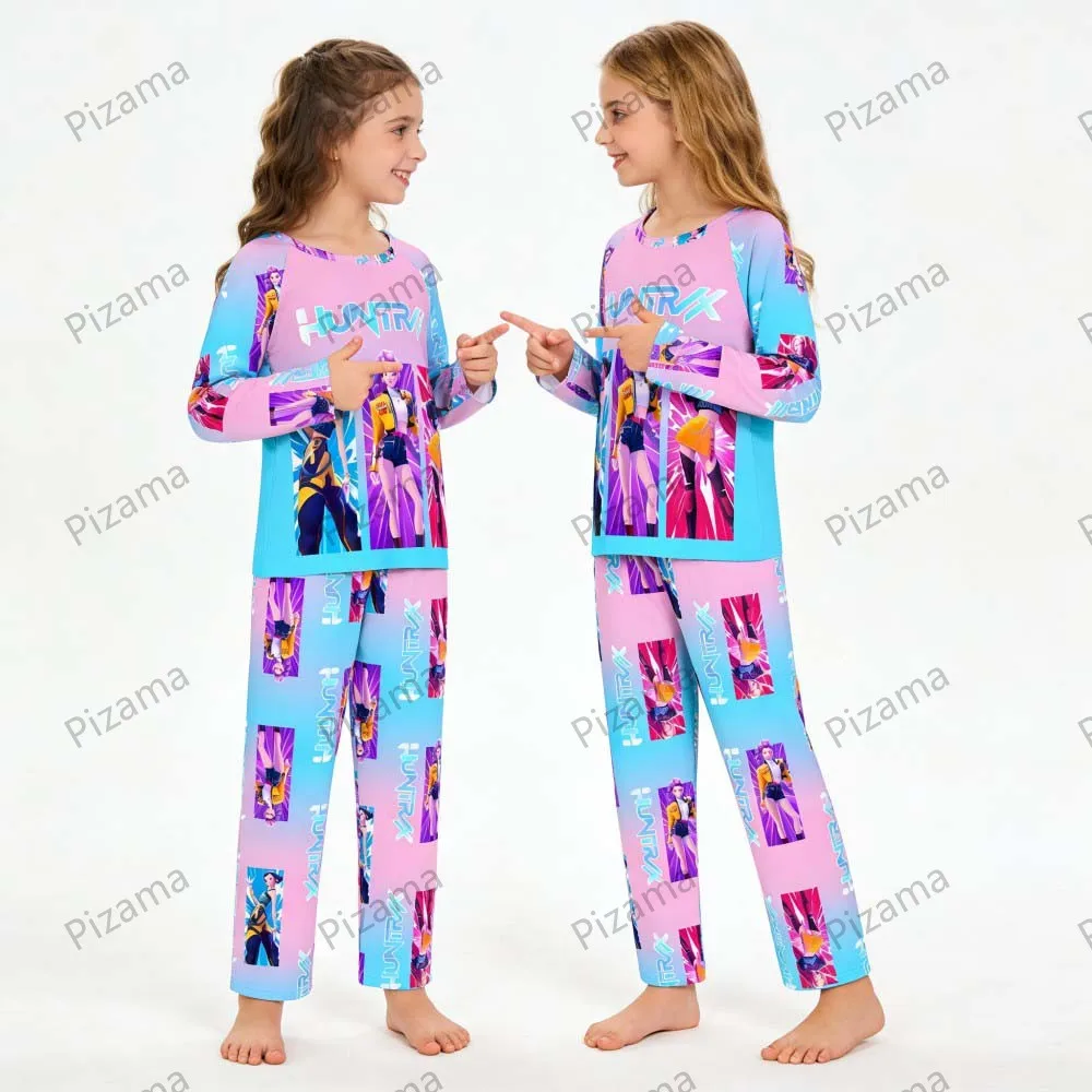children's pajamas set full sleeve cartoon kpop demon hunters girls pajama middle kids homewear boys clothes set pijamas infanil children's pajamas set full sleeve cartoon kpop demon hunters girls pajama middle kids homewear boys clothes set pijamas infanil
