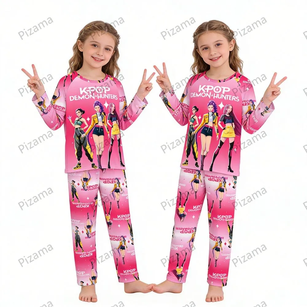 children's pajamas set full sleeve cartoon kpop demon hunters girls pajama middle kids homewear boys clothes set pijamas infanil children's pajamas set full sleeve cartoon kpop demon hunters girls pajama middle kids homewear boys clothes set pijamas infanil