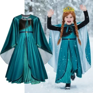 disney frozen anna princess costume girl cosplay outfit snow queen princess dress up winter birthday party outfit dresses